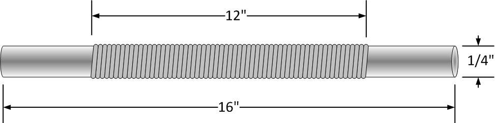 1/4" x 16" In Formed Lab Rod